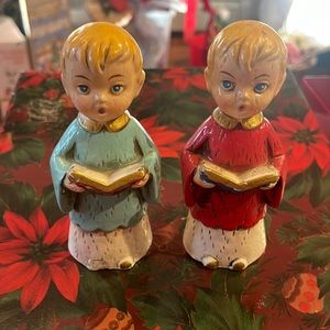 Set of 2 Vintage Choir boys ceramic glass